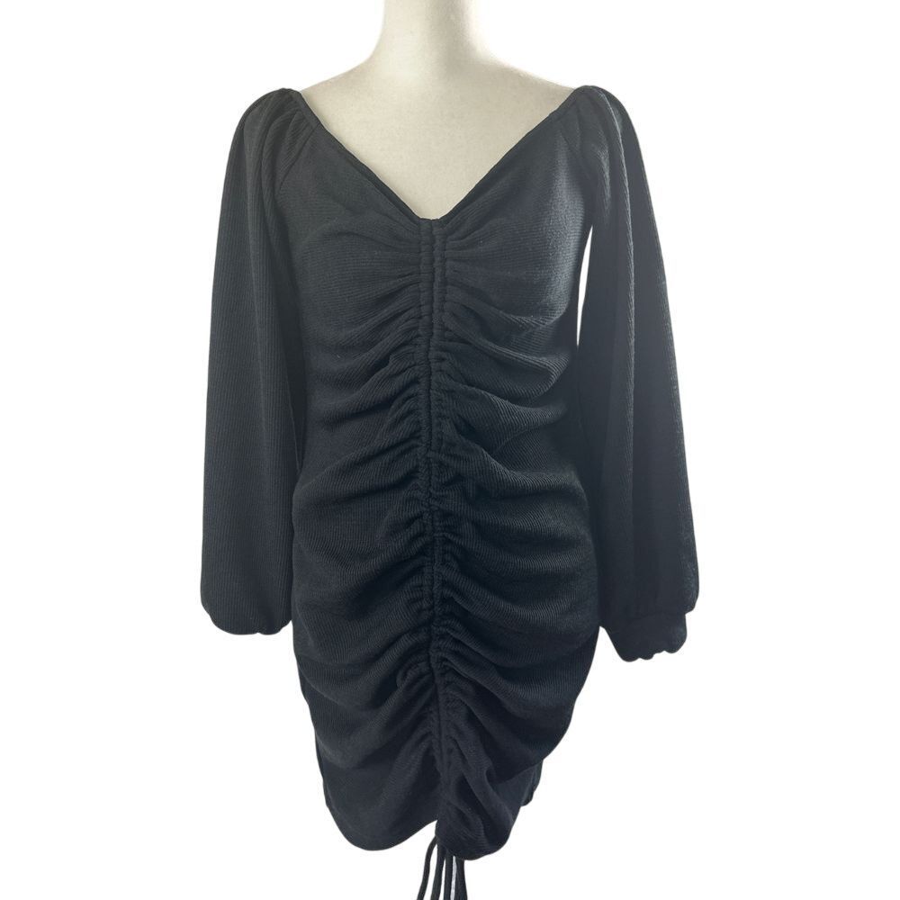 Mahina Dress Woman's Large Ruched Sweater‎ Stretchy Ribbed